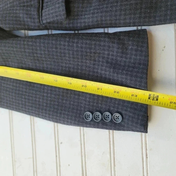 PRONTO UOMO Platinum Men Size 42S Blue Black Plaid 100% Wool Jacket Blazer Short - Picture 4 of 9